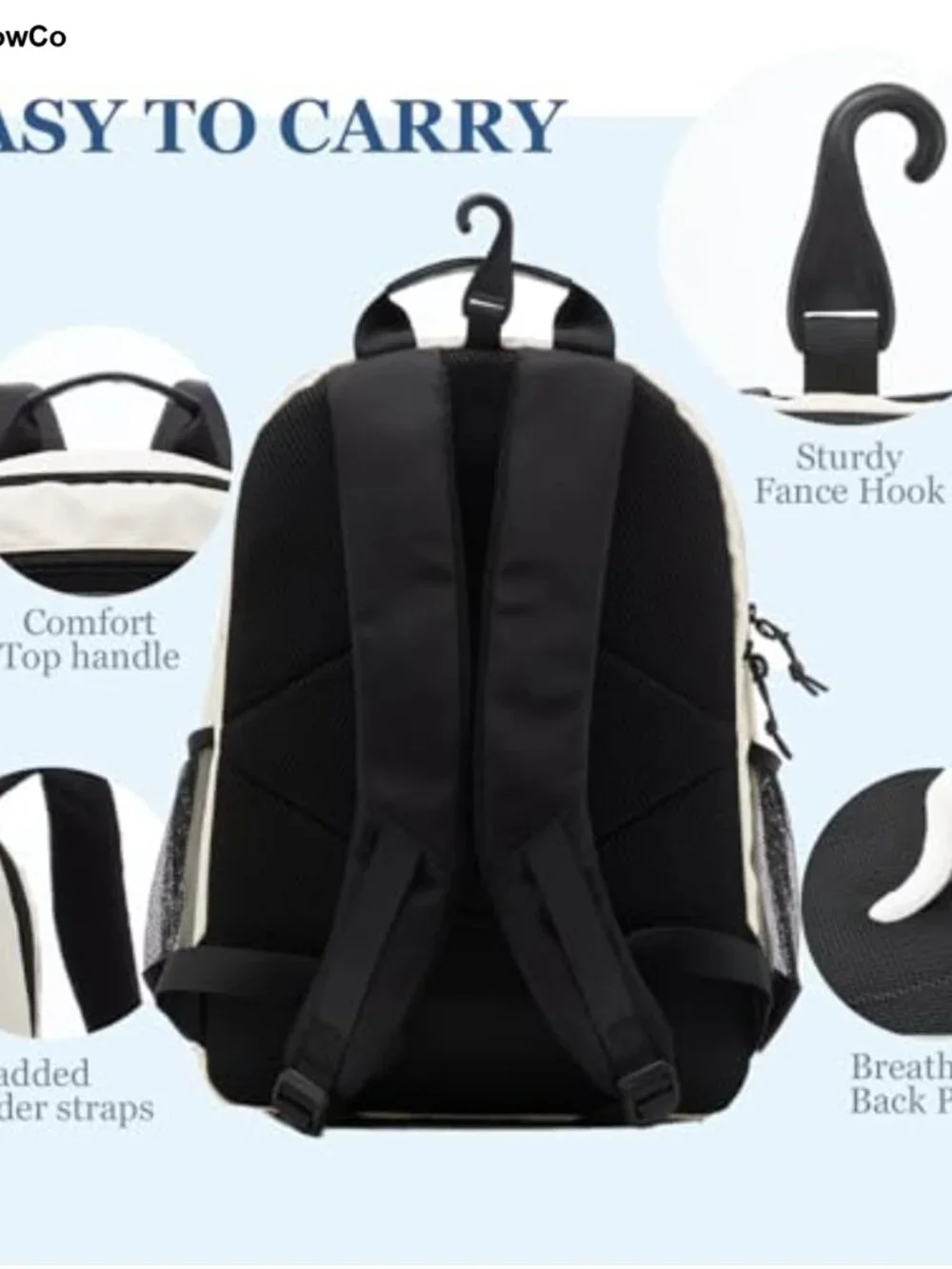 Tennis Backpack for Women Men 2 Rackets Insulated Pocket Shoe Compartment Nylon
